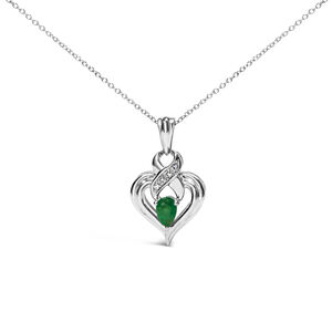 .925 Sterling Silver 6x4mm Pear Emerald and